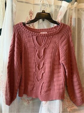 Women's Cable Knit Sweater - Dusty Rose